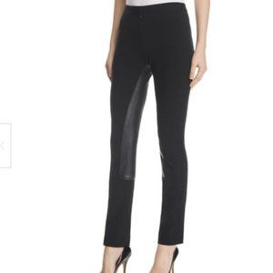 Theory Lamb Leather Trim Black Ponte Riding Leggings Pant